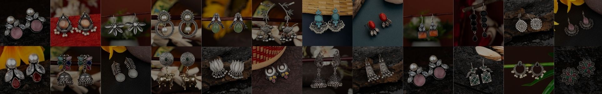 Buy Oxidised Earrings Online | Natural Stones | All Colors