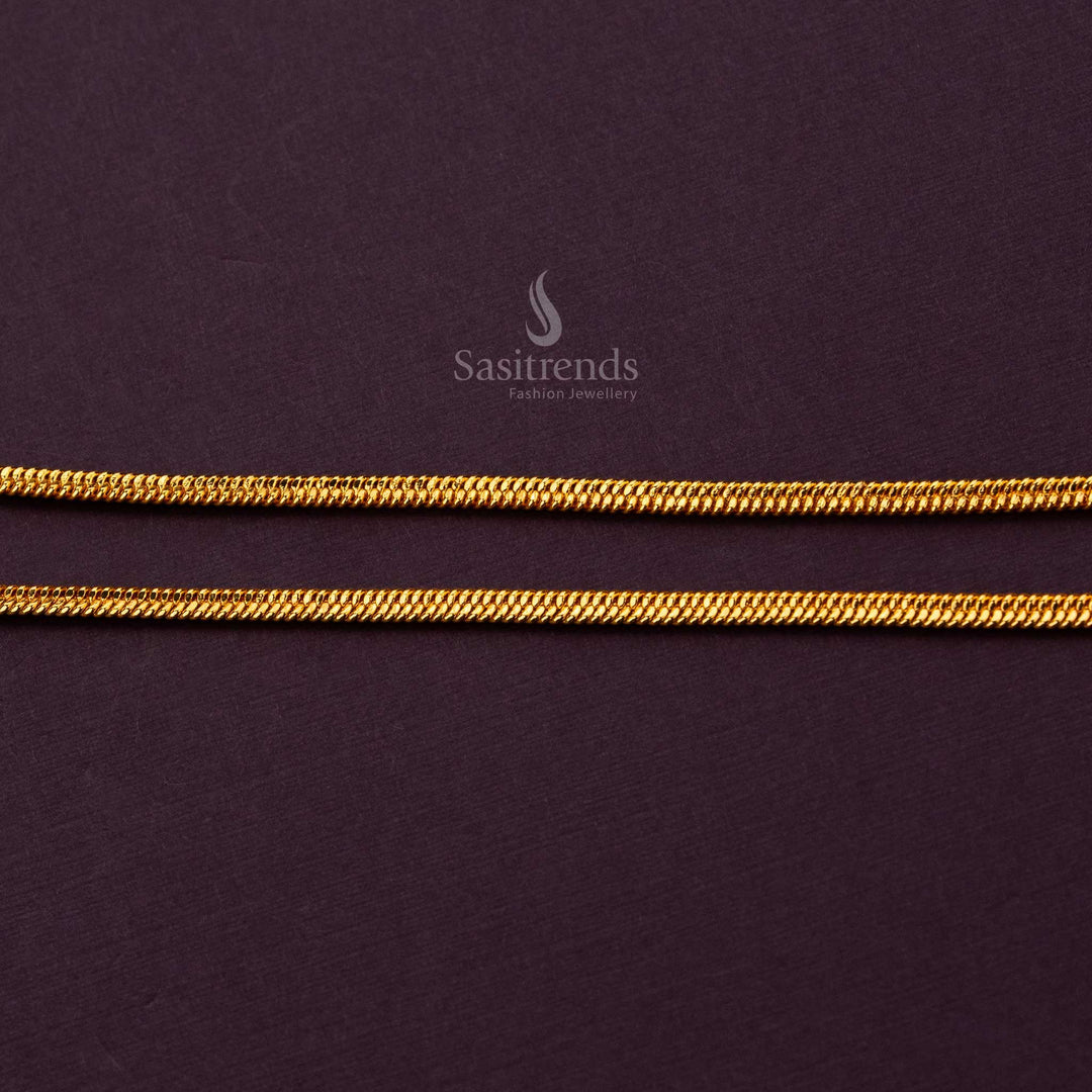 Elegant long 1 gram micro gold anklet, crafted from premium brass with a 24-carat gold finish - Sasitrends