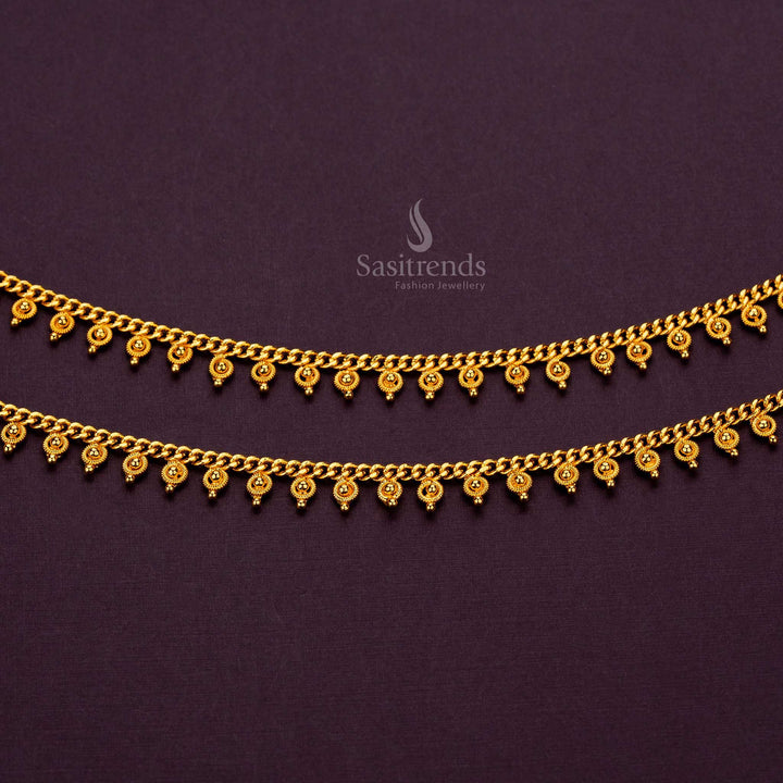 Elegant micro gold-plated anklet featuring intricate bead accents for a timeless look - Sasitrends