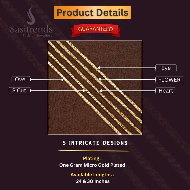 Micro Gold Plated Chains Measurement Image - Sasitrends