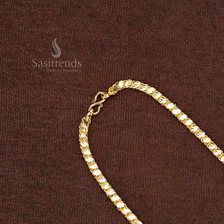 Grand designer chain in micro gold plating with 4 unique design patterns, perfect for weddings, temples, and special events - Sasitrends