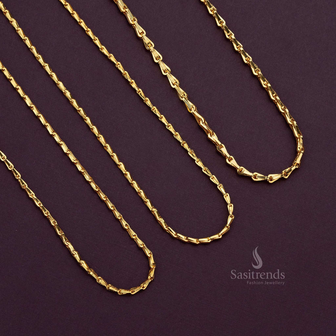 Micro gold plated wheat design chain with a sleek, reflective surface for a refined finish - Sasitrends