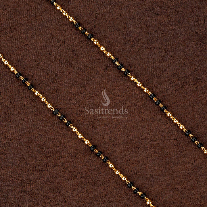 Elegant micro gold plated chain with black and gold beads, perfect for festive occasions - Sasitrends