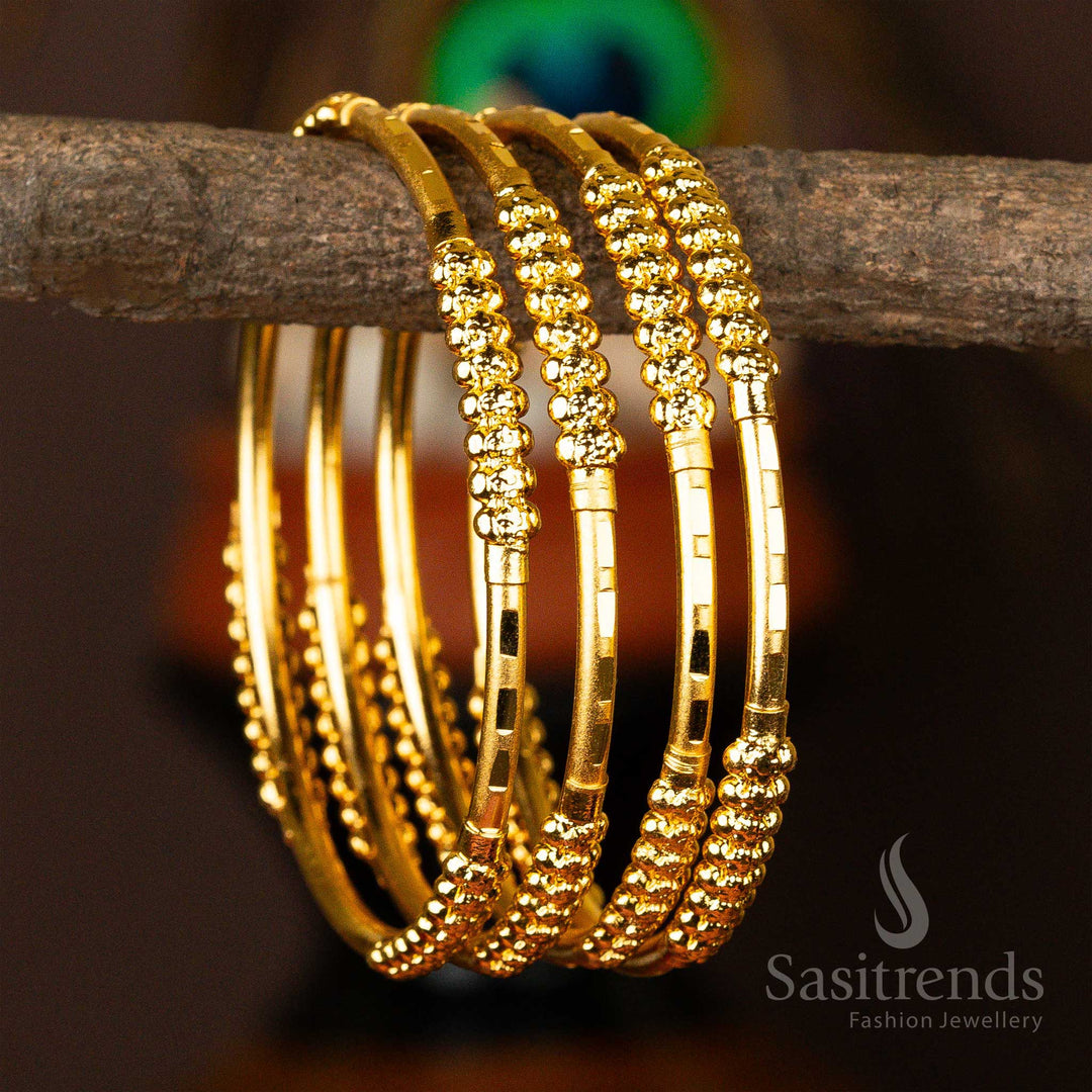 Traditional Micro Gold Plated Plain Set Of Bangles - Sasitrends