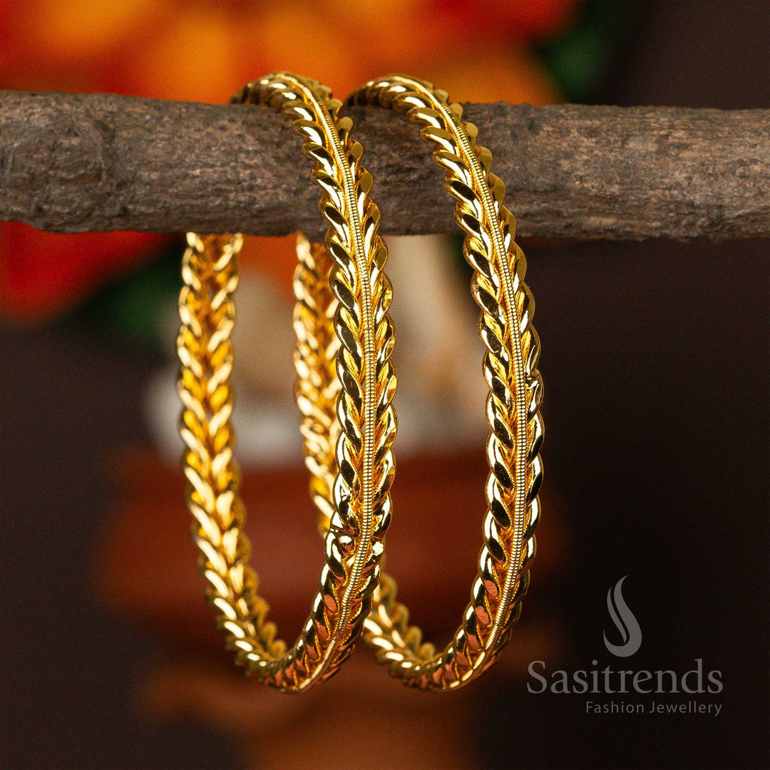 Shimmering micro gold-plated bangles on a rustic backdrop, exemplifying classic style.
