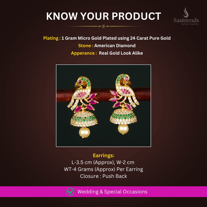 Micro Gold Plated AD Earrings Measurement Image - Sasitrends