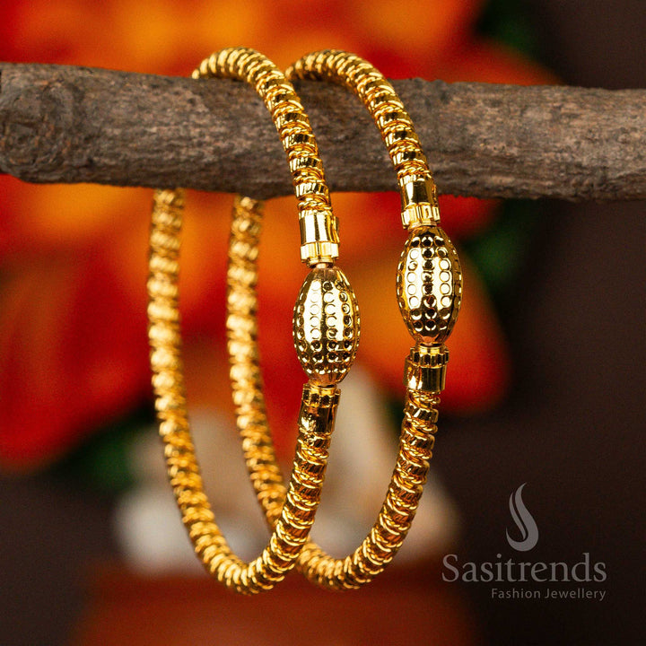 Buy Trendy Traditional Micro Gold Plated Cylindrical Shaped Kada Bangles | Sasitrends