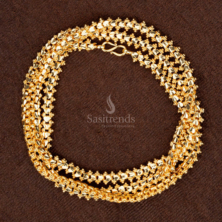 24-carat pure gold plated 2 side Gajiri chain with structured interlinked craftsmanship, look like real gold - Sasitrends