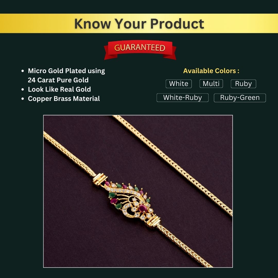 Micro Gold Plated Mugappu Chain Measurement Image - Sasitrends
