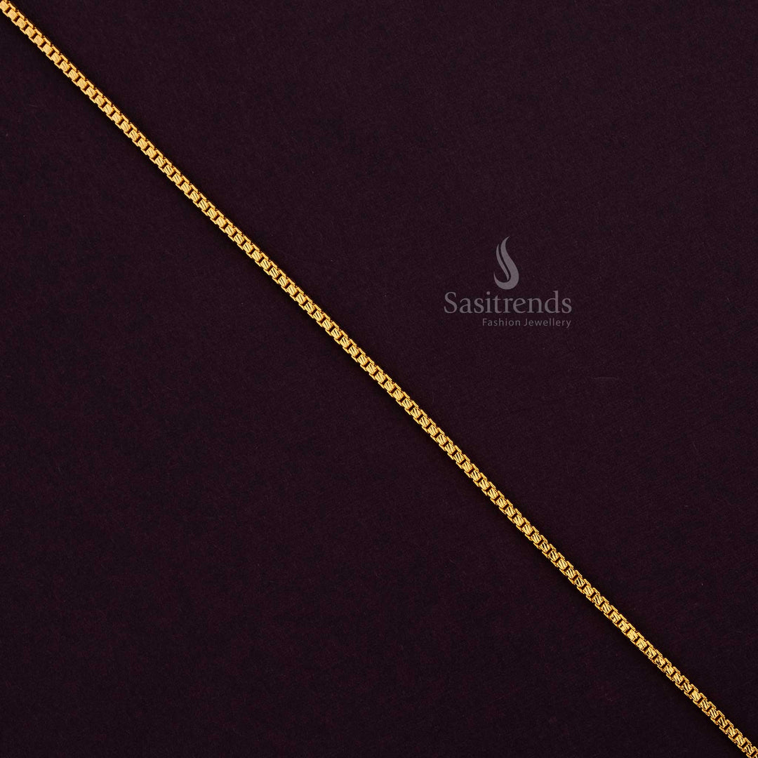 24 Carat Pure Gold Plated Box Link Chain with Intricate Weave Pattern - Sasitrends