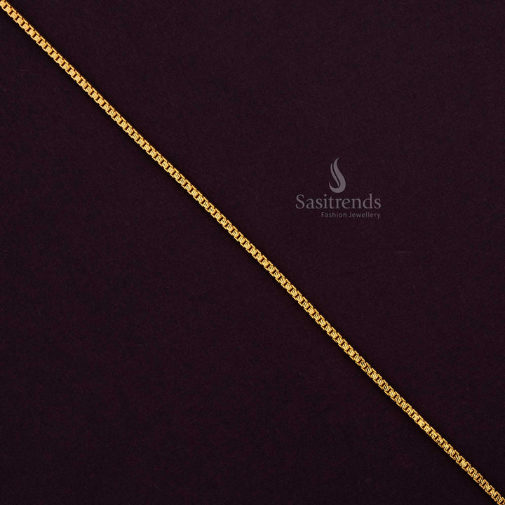 24 Carat Pure Gold Plated Box Link Chain with Intricate Weave Pattern - Sasitrends