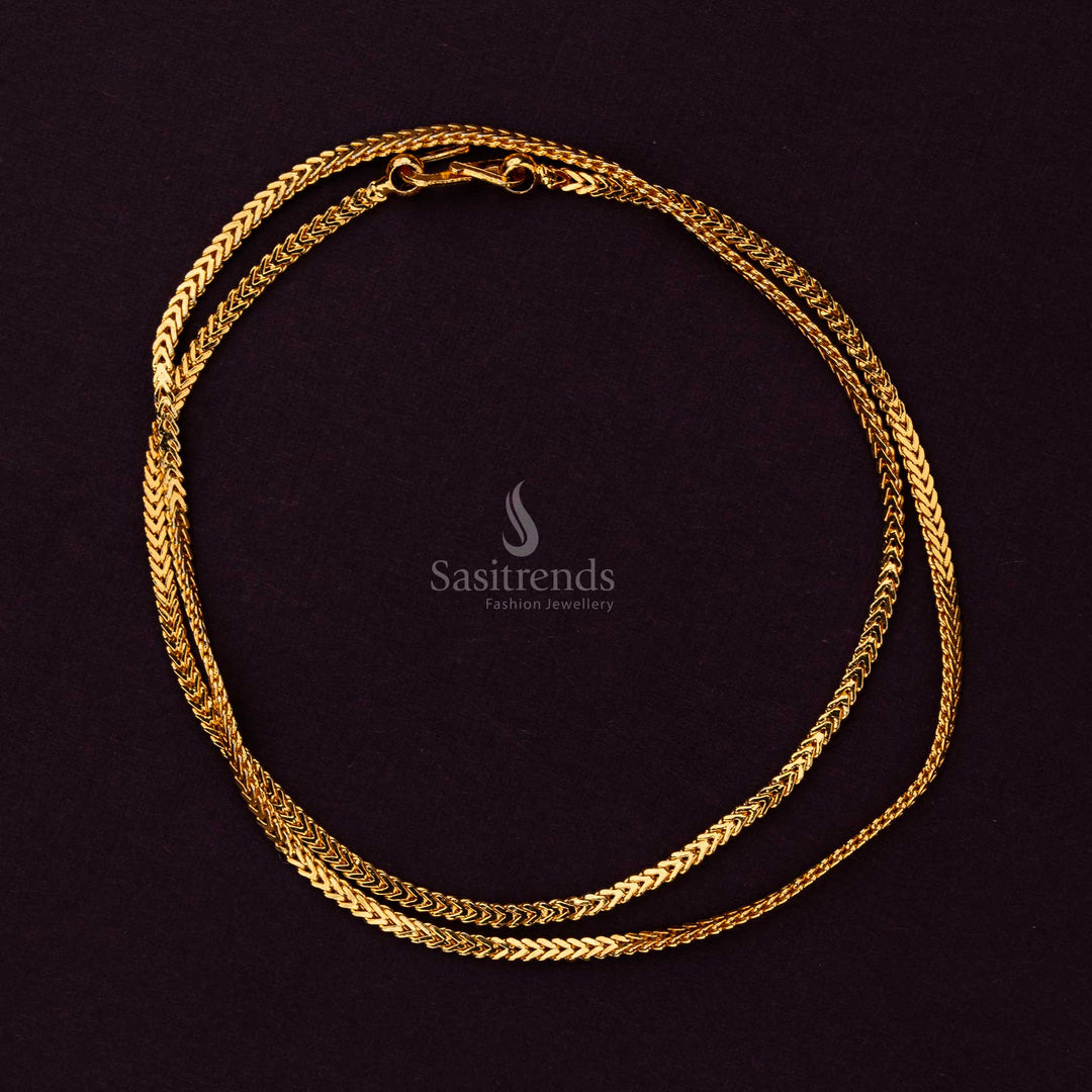 Traditional Gold Plated Chevron Link Chain – Perfect for Temple & Festive Wear - Sasitrends