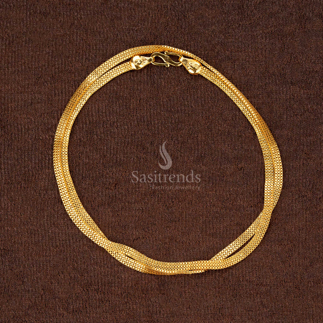 Micro Gold Plated Herringbone Chain with Secure Clasp – Look Like Real Gold - Sasitrends