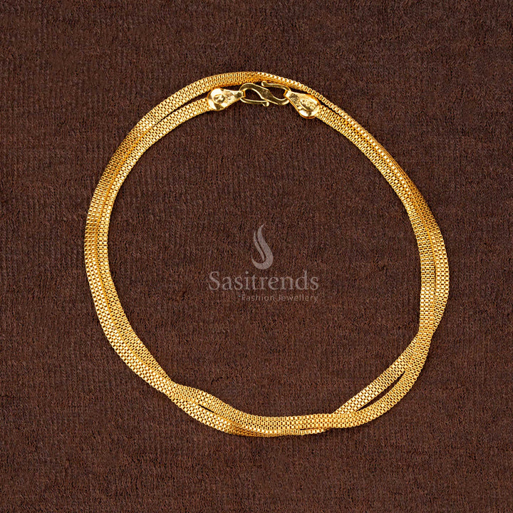Stunning Micro Gold Plated Sleek Herringbone Chain – Look Like Real Gold - Guaranteed - Sasitrends