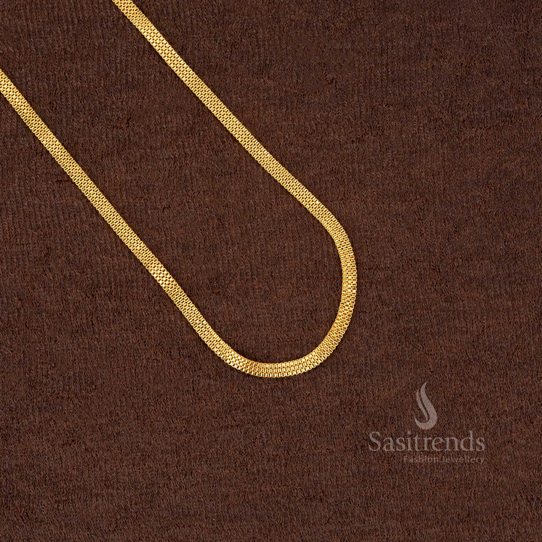 Micro Gold Plated Herringbone Chain with Secure Clasp – Look Like Real Gold - Sasitrends