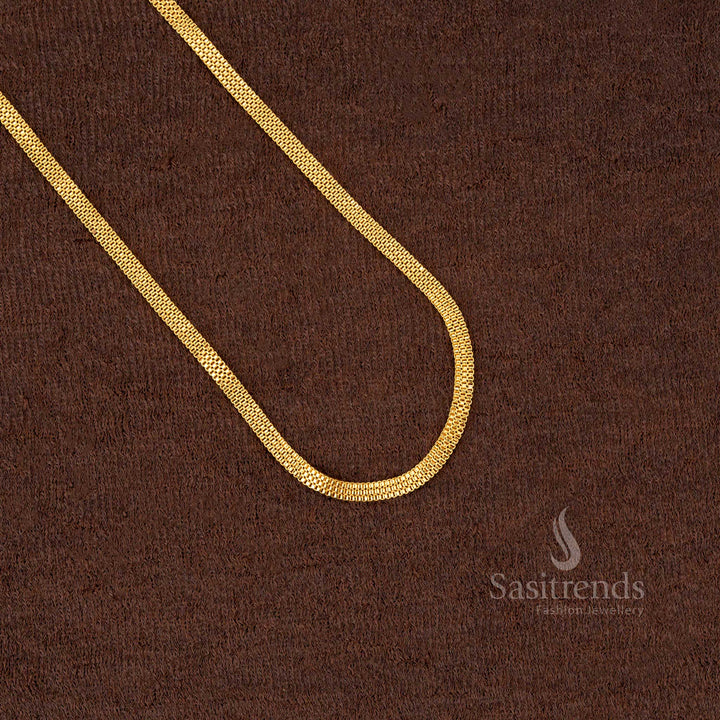 Micro Gold Plated Herringbone Chain with Secure Clasp – Look Like Real Gold - Sasitrends