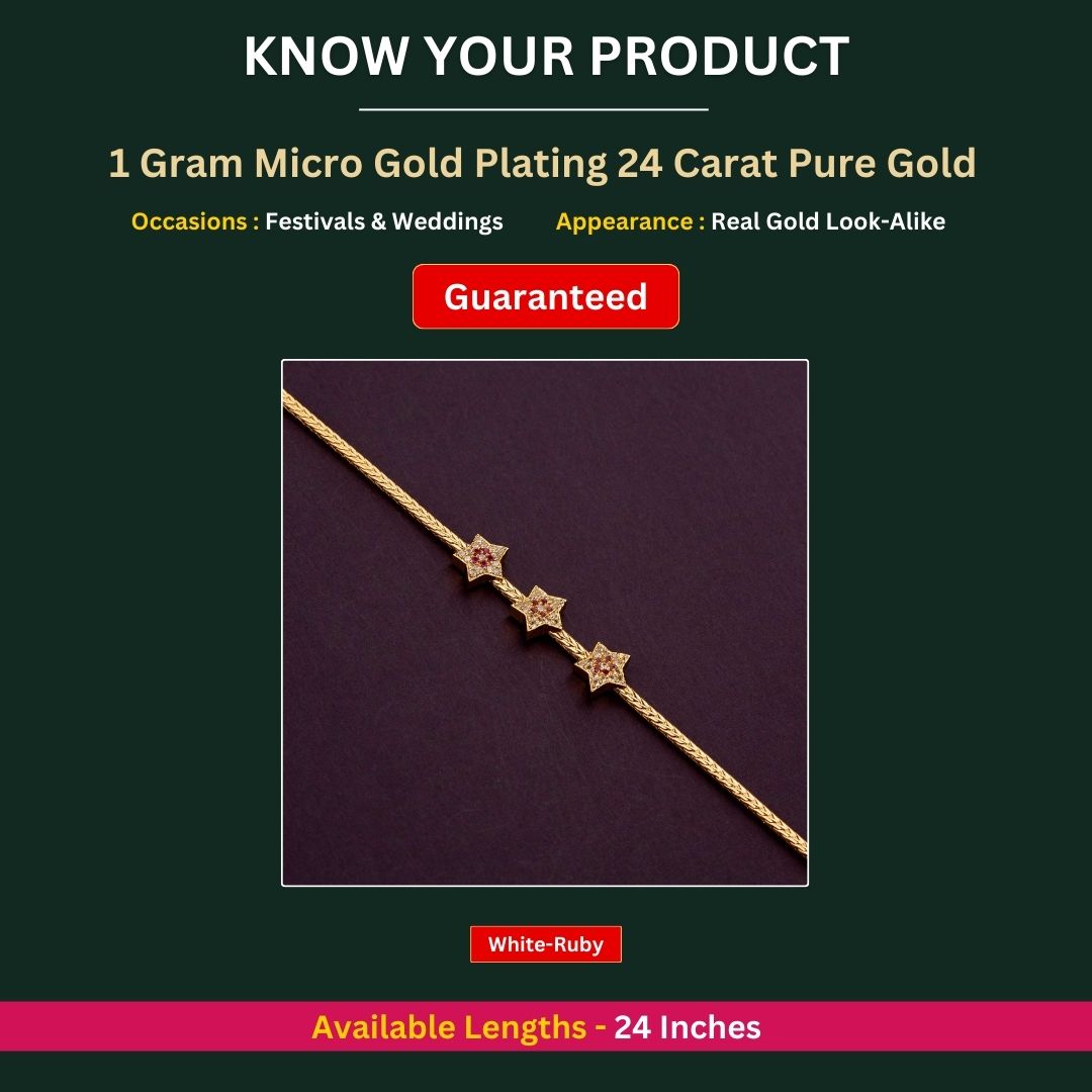 Micro gold plated Mugappu Chain Measurement Image -Sasitrends