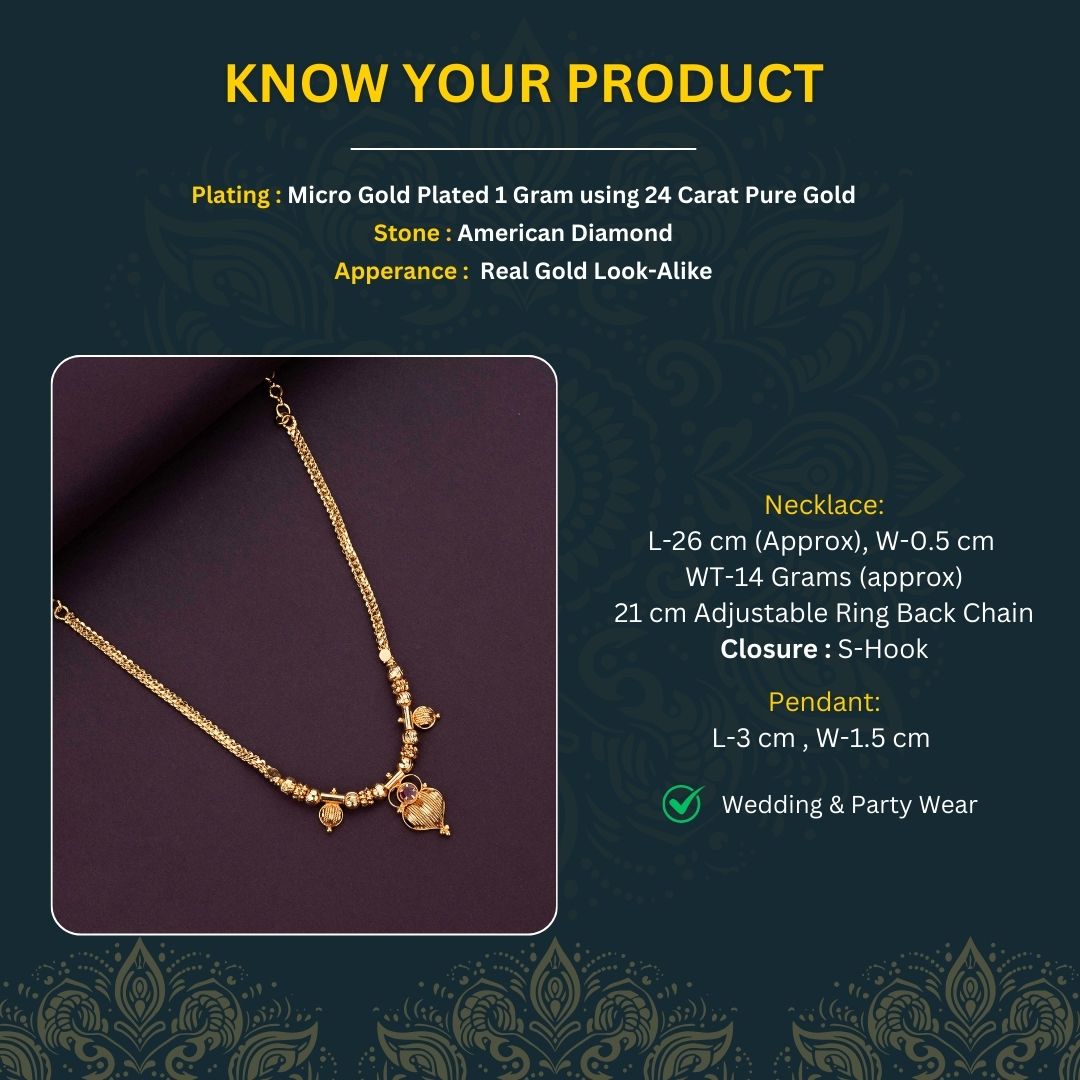 Micro gold plated necklace measurement image - Sasitrends