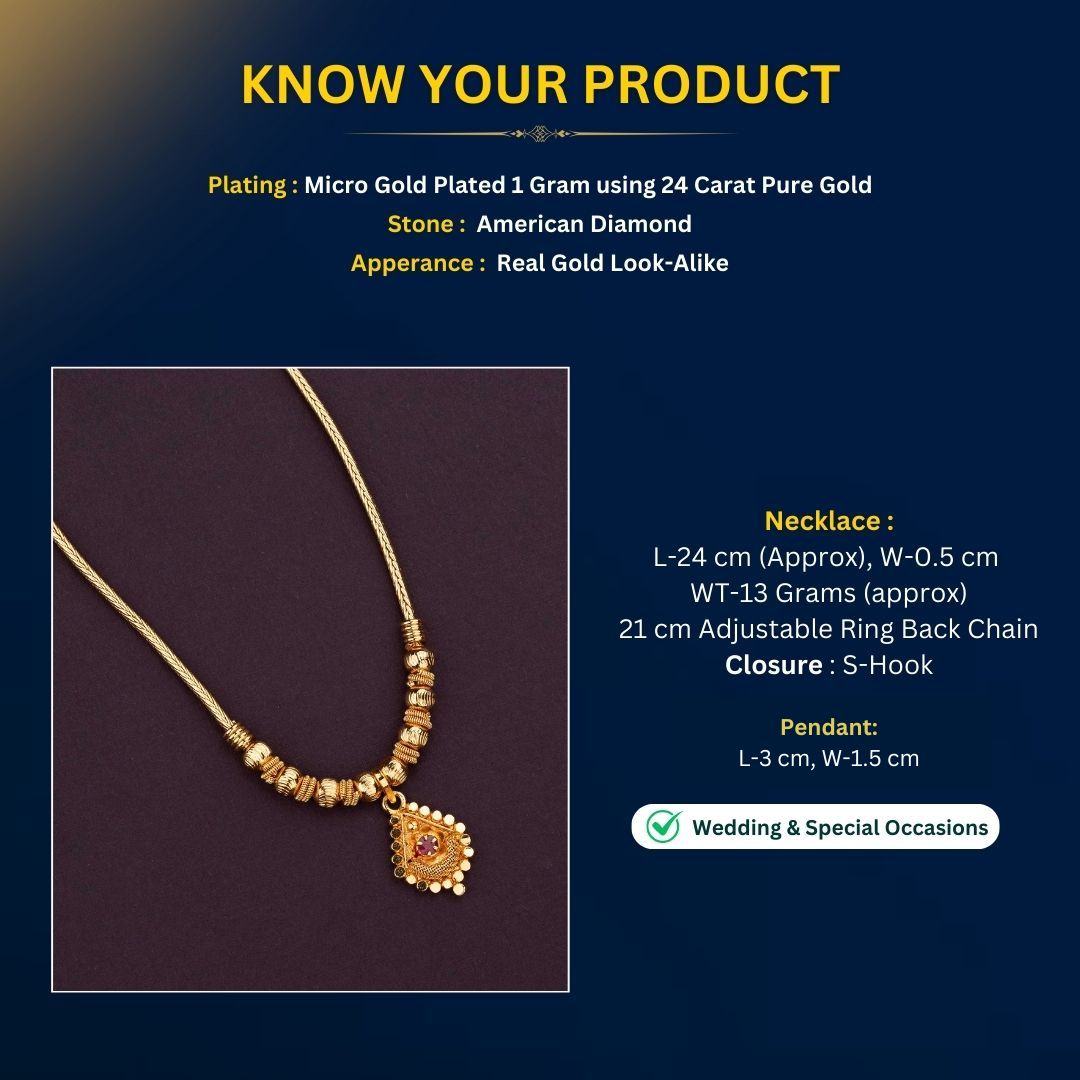 Micro Gold plated Necklace Measurement Image - Sasitrends