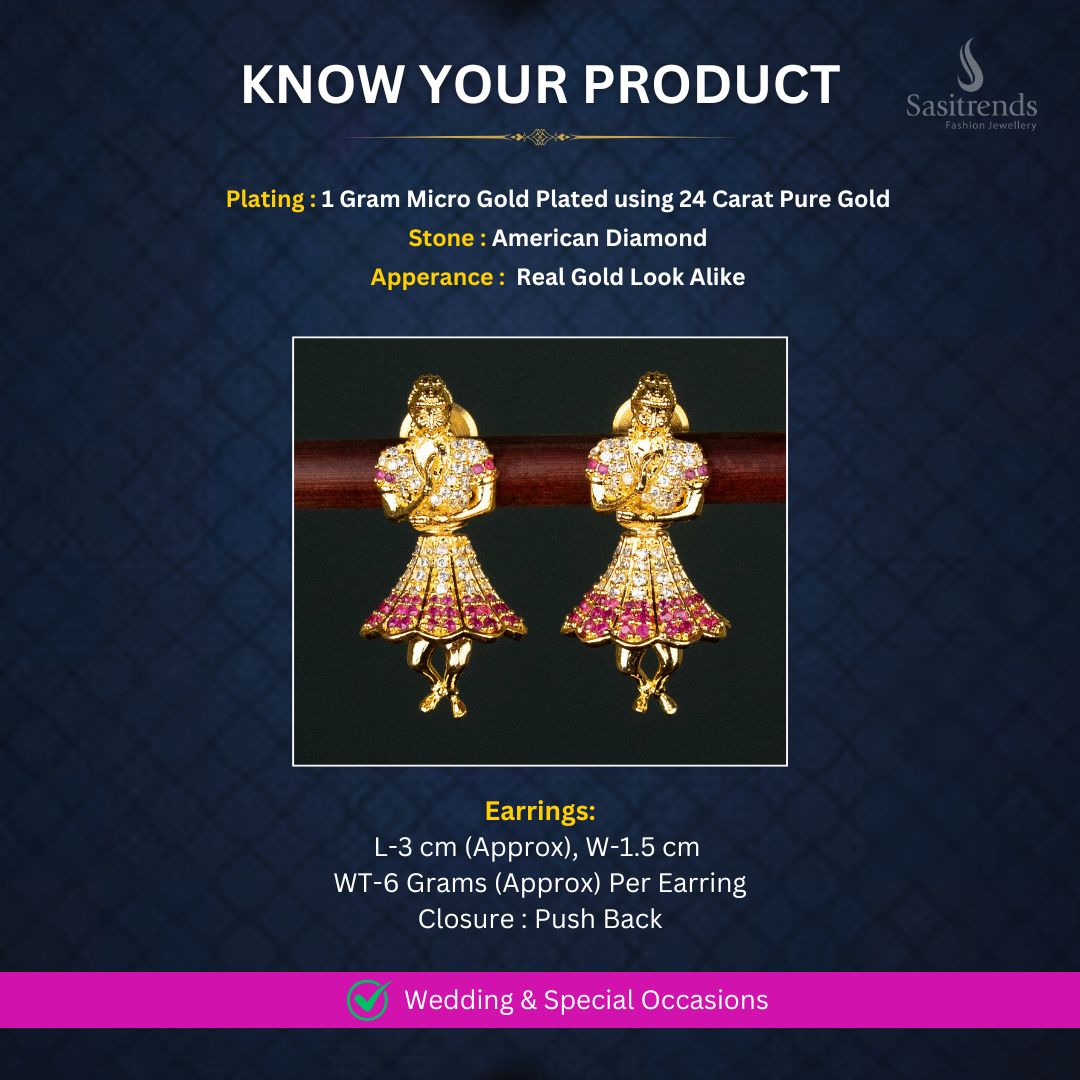 Micro Gold Plated AD Earrings Measurement Image - Sasitrends