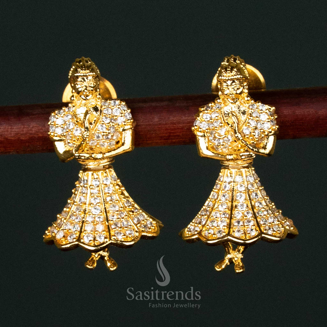 Butta Bomma White Jhumki Earrings with Micro Gold Plating – A Stunning Ethnic Fusion for Traditional Wear - Sasitrends - Sasitrends