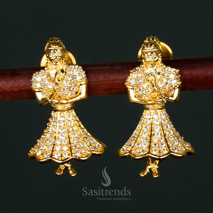 Butta Bomma White Jhumki Earrings with Micro Gold Plating – A Stunning Ethnic Fusion for Traditional Wear - Sasitrends - Sasitrends