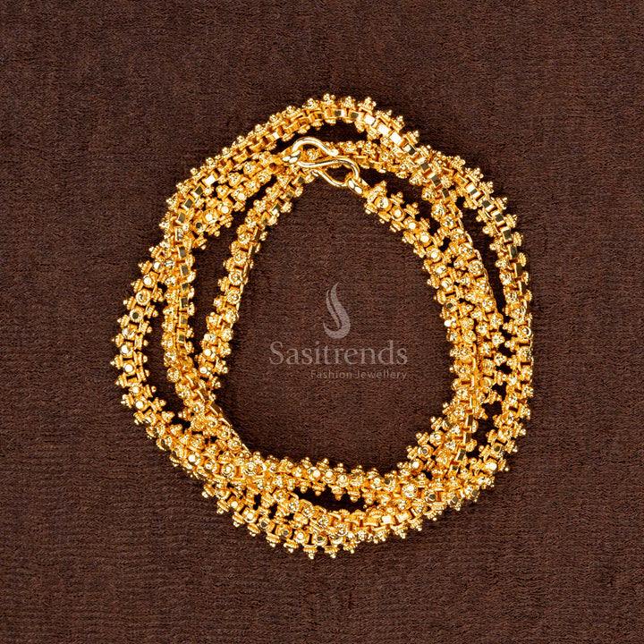 Traditional Micro Gold Plated 3 Side Gajiri Chain for Festive and Temple Wear - Sasitrends