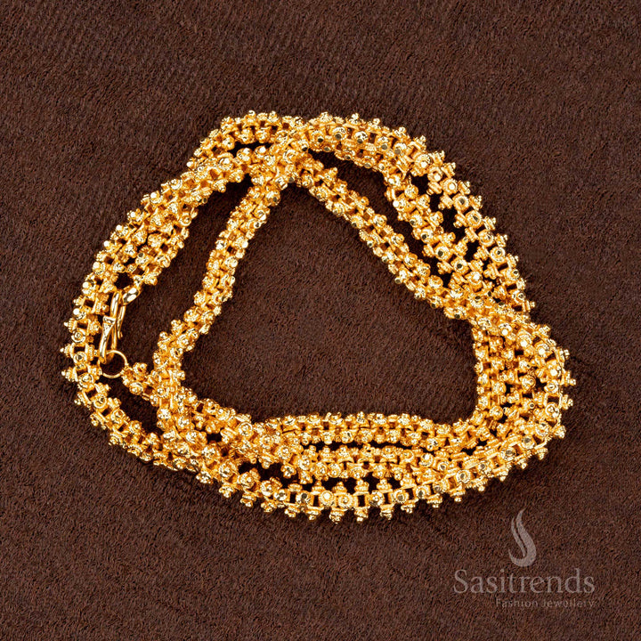 Micro Gold Plated 4 Side Gajiri Chain – Traditional Temple Wear Chain - Sasitrends