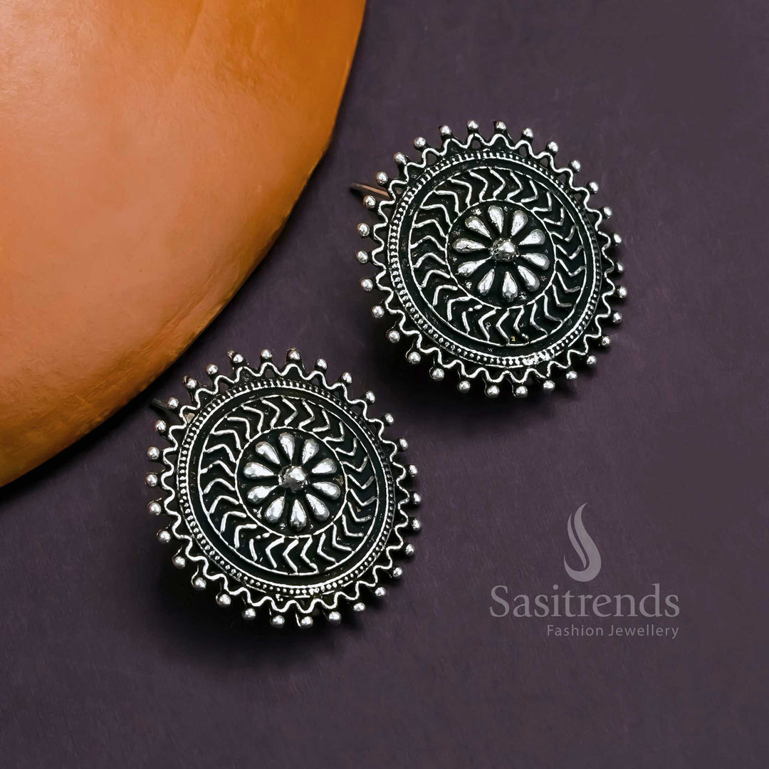 Gorgeous Oxidized German Silver Choker Necklace Set - Latest Women's Fashion - Sasitrends