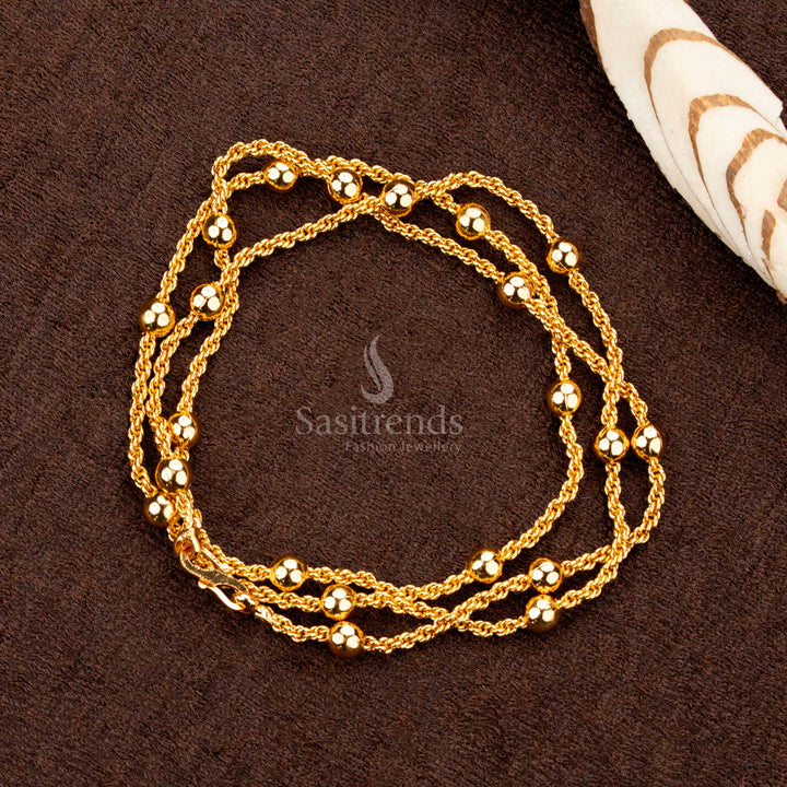 Micro Gold Plated twisted rope chain with golden beads – Sasitrends