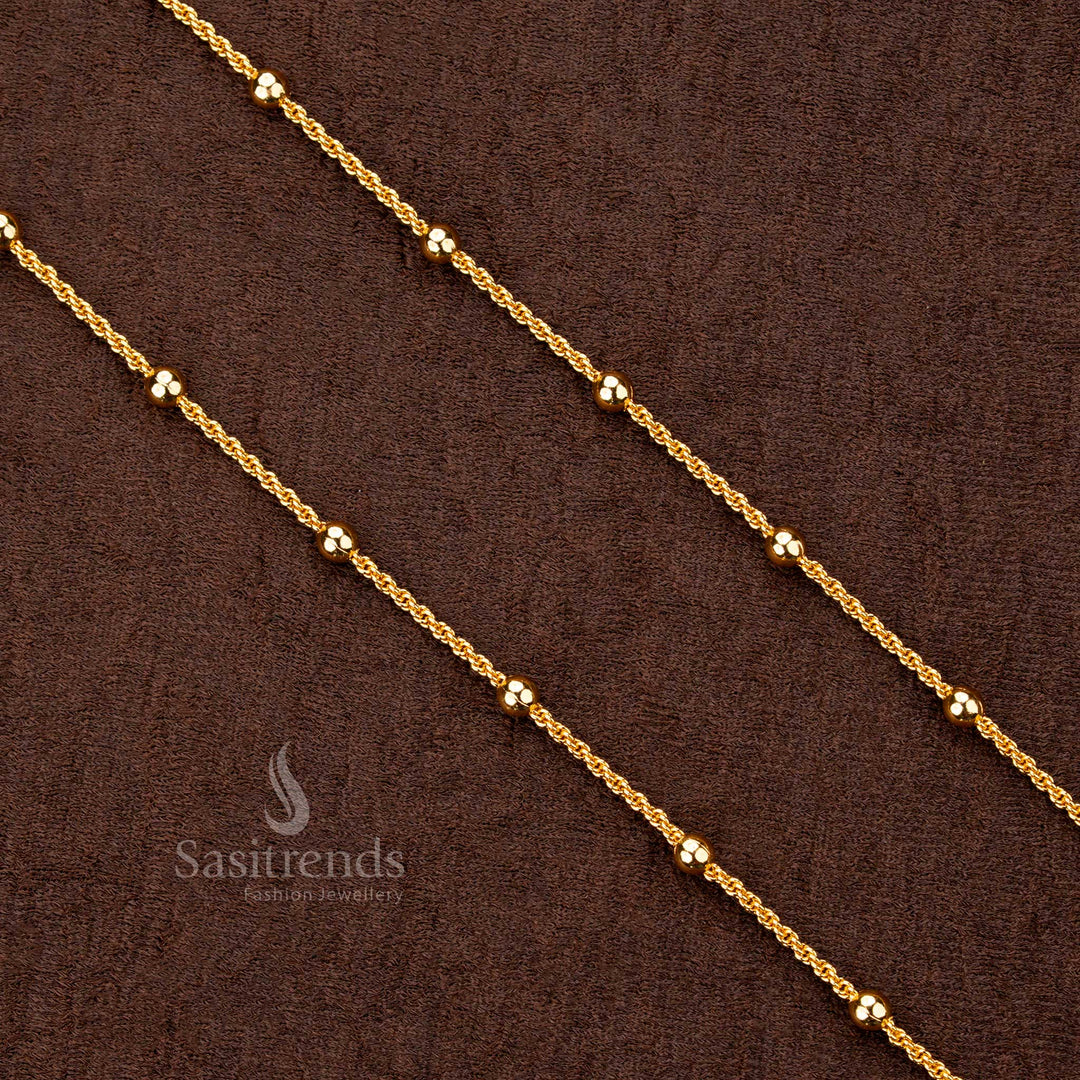 Traditional gold-look chain with polished round beads – one gram finish - Sasitrends
