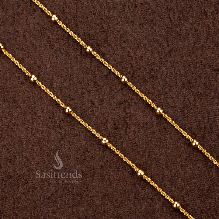 Traditional gold-look chain with polished round beads – one gram finish - Sasitrends
