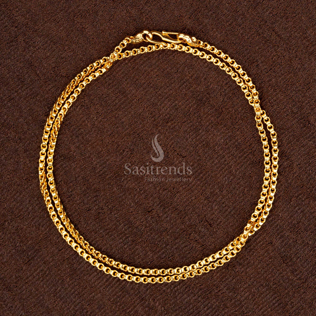 Micro Gold Plated Beaded Box Chain with Secure Clasp – Look Like Real Gold - Sasitrends