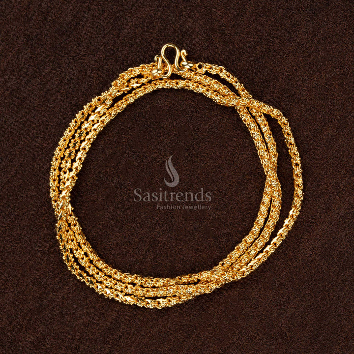 24 Carat Pure Gold Micro Gold Plated Traditional Rope Chain – One Gram Jewellery, Guaranteed to Look Like Real Gold - Sasitrends