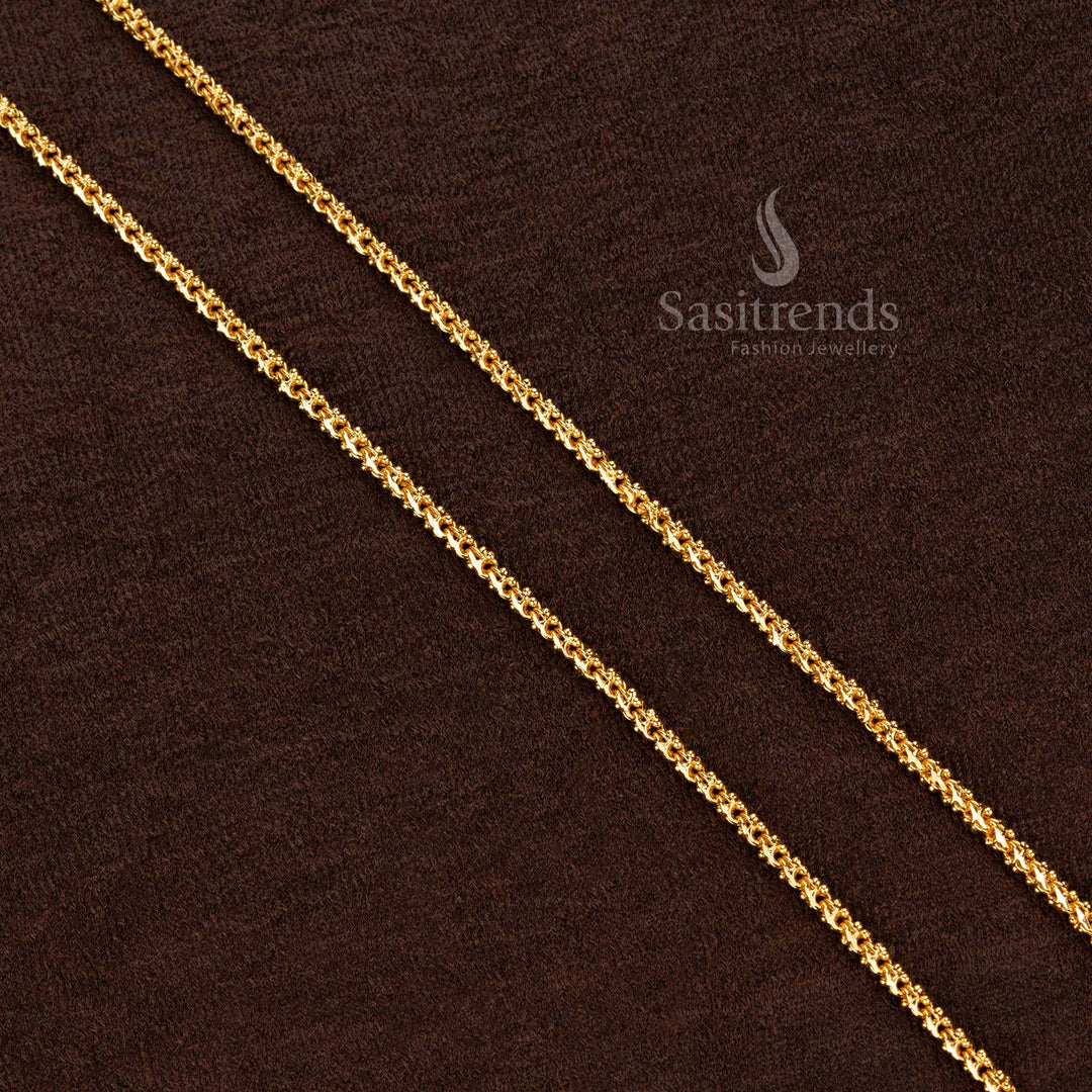 Micro Gold Plated Rope Chain, One Gram Jewellery, Temple Wear Chain – Sasitrends