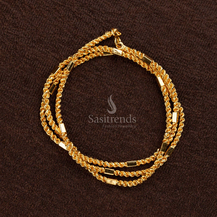 Amazing 24 Carat Pure Gold Look Micro Gold Plated Twisted Rope Chain – Traditional & Festive Wear - Sasitrends
