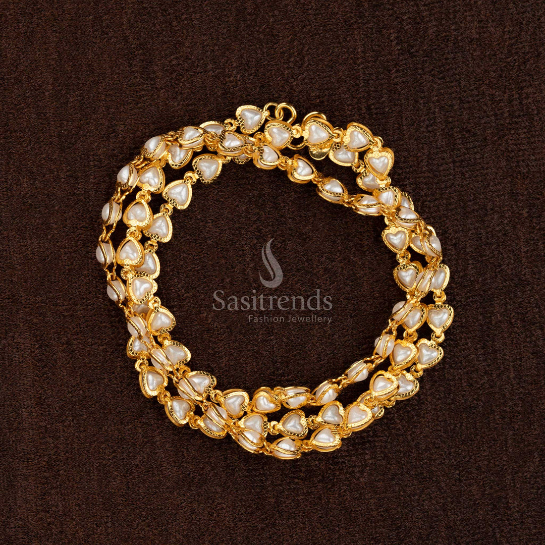 Traditional Pearl Beads Necklace with 24 Carat Pure Gold Finish – Sasitrends