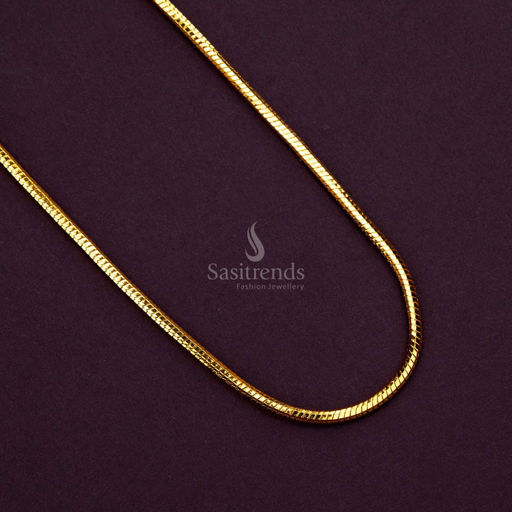 Micro Gold Plated Stylish Textured Chain Necklace for Temple Wear – Sasitrends