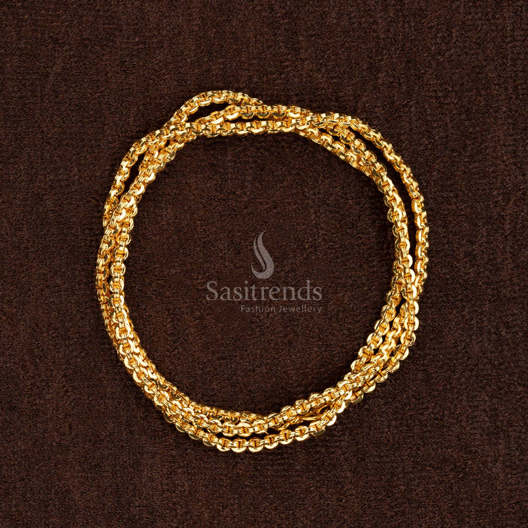Traditional Micro Gold Plated Box Chain Necklace for saree and festive wear – Sasitrends