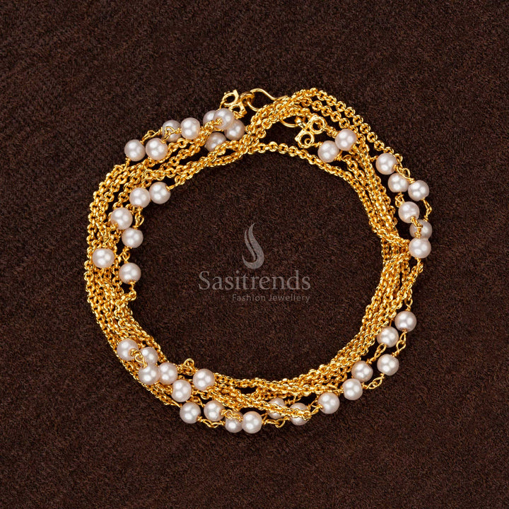 Elegant Micro Gold Plated Pearl Multi-Layer Chain Necklace – Sasitrends