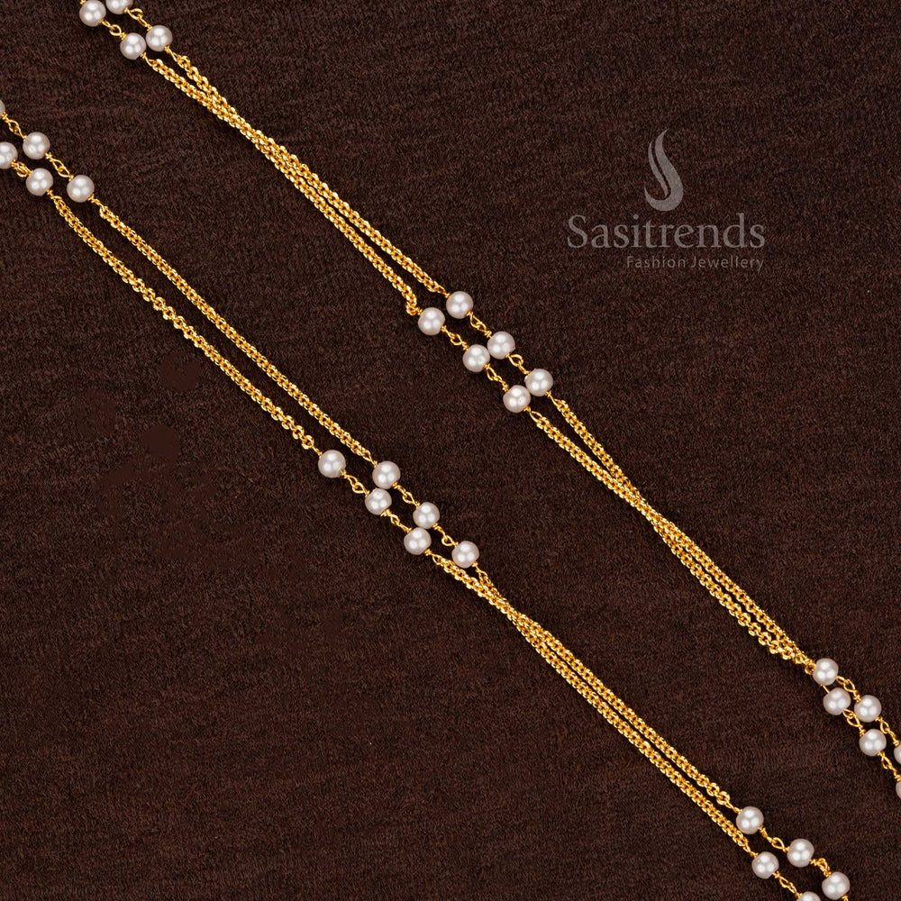 High-Quality Micro Gold Plated Layered Pearl Necklace – Sasitrends