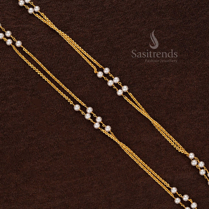 High-Quality Micro Gold Plated Layered Pearl Necklace – Sasitrends