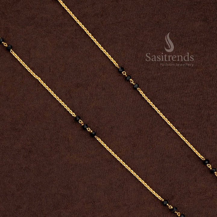 High-Quality Micro Gold Plated Single Layered Black Bead Necklace – Sasitrends
