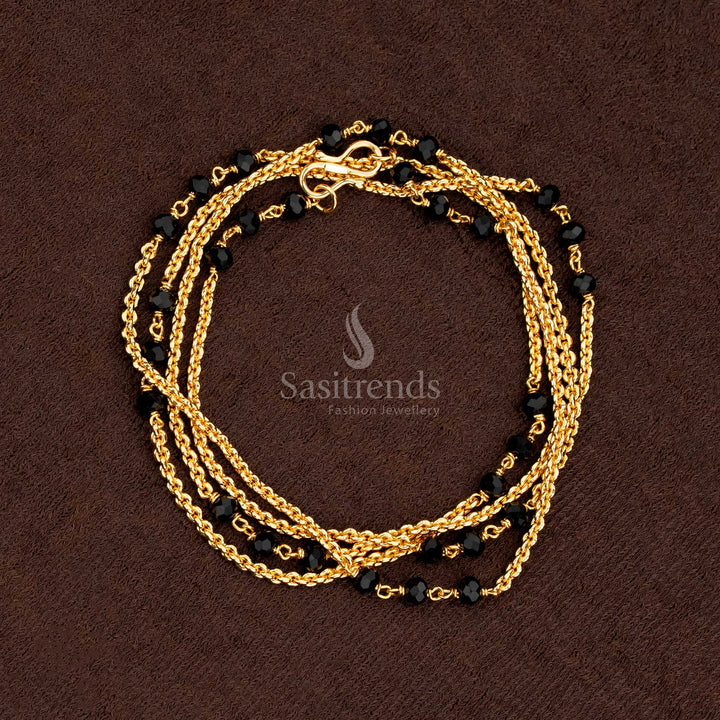 High-Quality Micro Gold Plated Single Layered Black Bead Necklace – Sasitrends