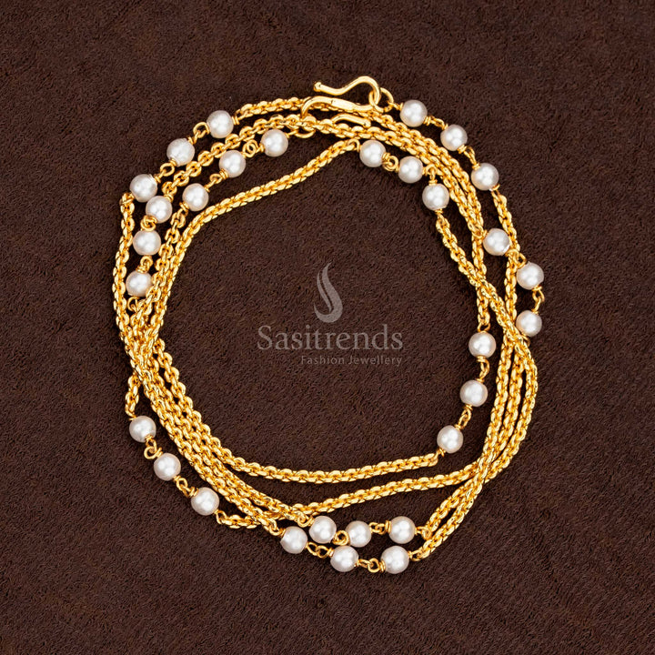 High-Quality Micro Gold Plated Double Layered Pearl Necklace – Sasitrends