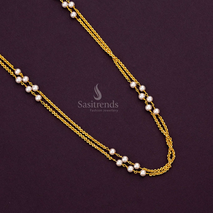 High-Quality Micro Gold Plated Layered Pearl Necklace – Sasitrends