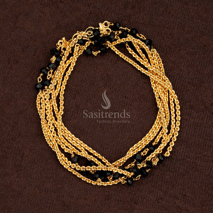 High-Quality Micro Gold Plated Double Layered Black Bead Necklace – Sasitrends
