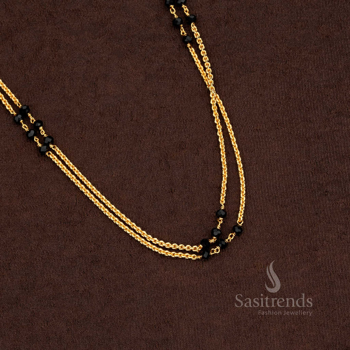 High-Quality Micro Gold Plated Double Layered Black Bead Necklace – Sasitrends