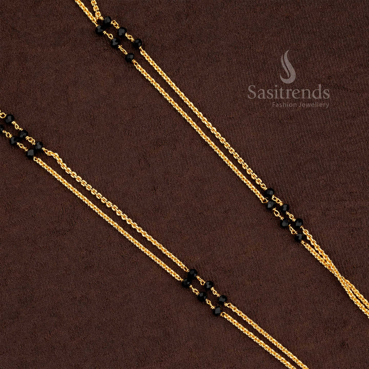 High-Quality Micro Gold Plated Double Layered Black Bead Necklace – Sasitrends