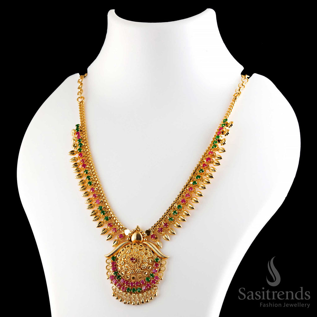 South Indian Micro Gold Beads Necklace Set - Sasitrends